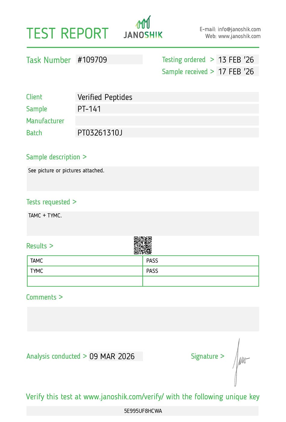 COA for PT-141